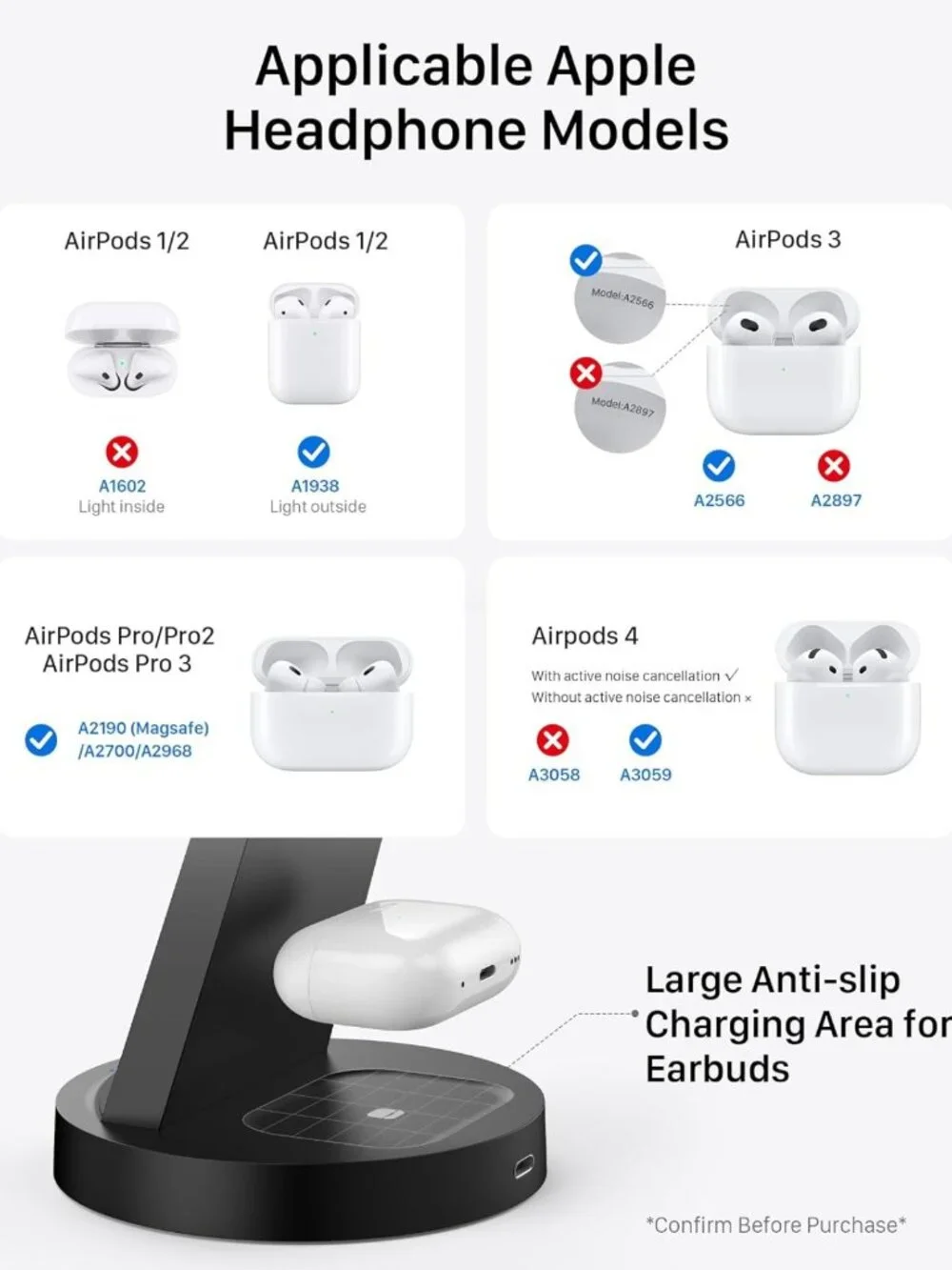3-in-1 Wireless Charging Station for iPhone, Apple Watch & AirPods - Fast